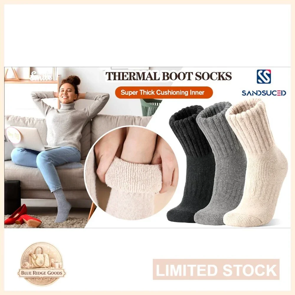 Merino Wool Thermal Boot Socks Thick Cozy Hiking Winter Unisex 3 Pairs